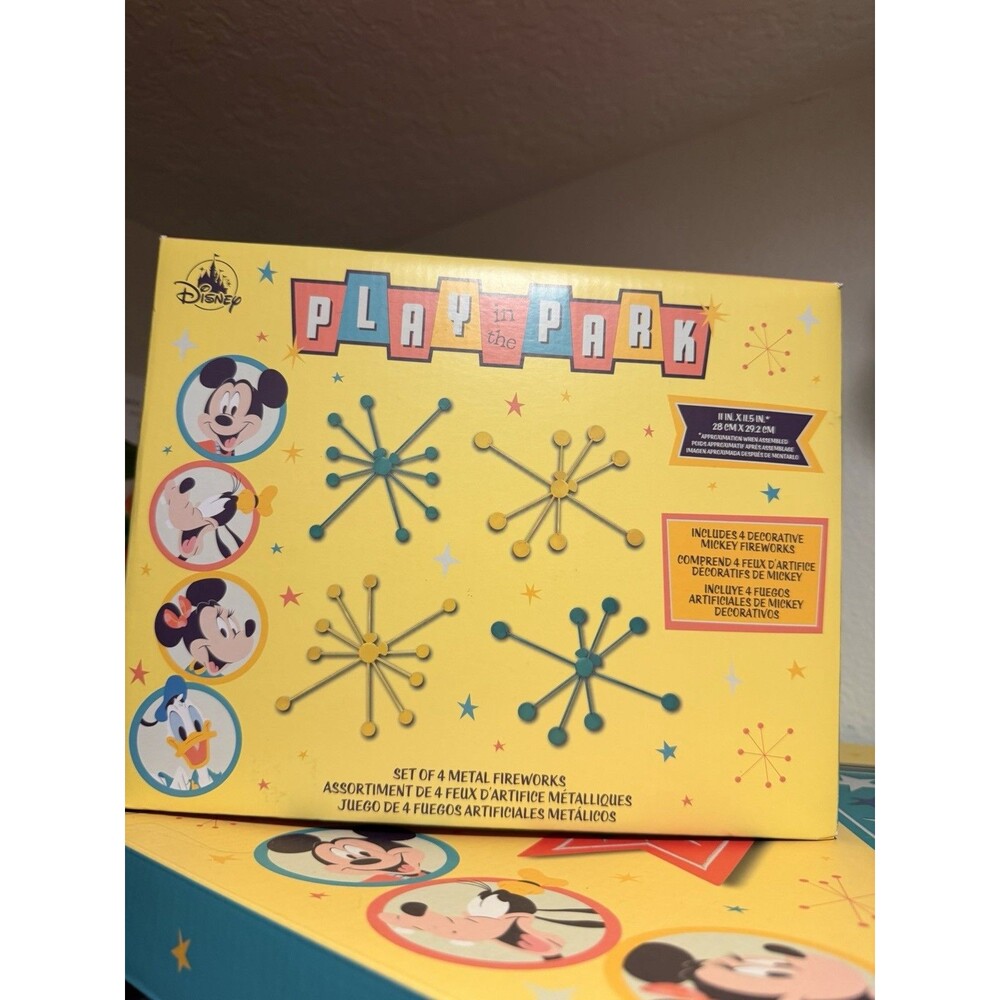 Disney Play in the Park Mickey Mouse Set Of 4 Decorative Metal Fireworks Wall